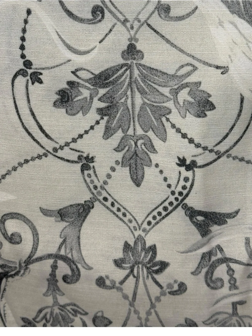 NWT Laura Ashley Cotton Blend Bird Damask Back Tab Curtain Panel Pair Gray 38x96
